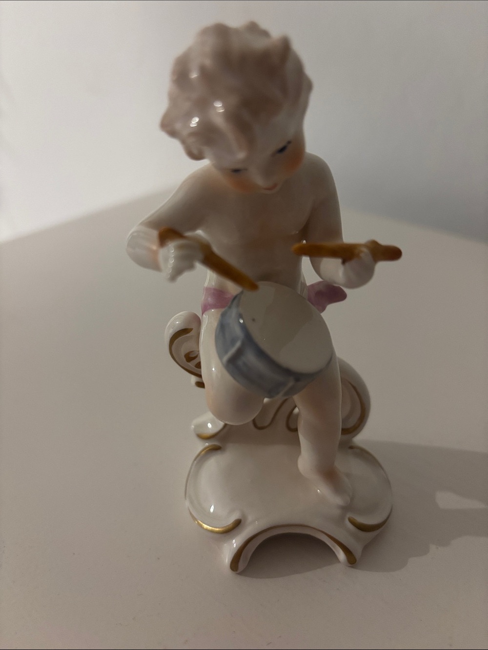 Vintage 1970’s Goebel Putti porcelain Cherub Figurine playing drums